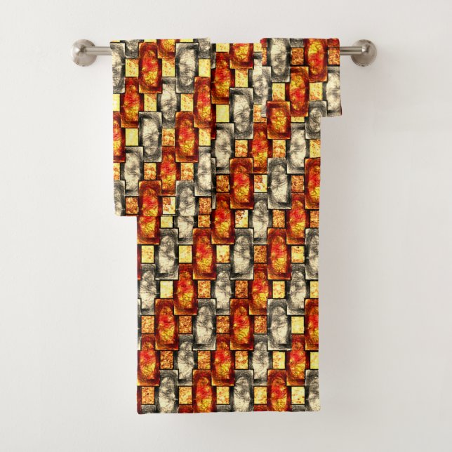 Alinear las piezas rectangulares rojizas y beige t (In situ)