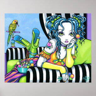 "Alisha" Candy Rainbow Parrot Fae Poster de arte