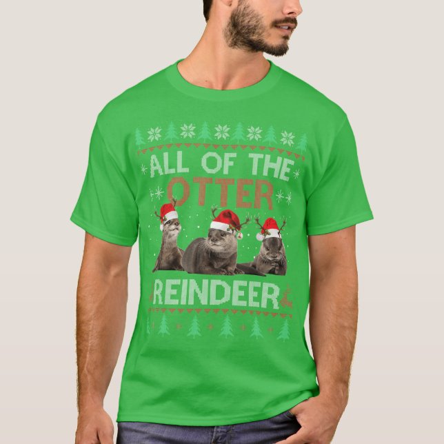 All Of Otter Reindeer Christmas Ugly Sweater Pajam (Anverso)