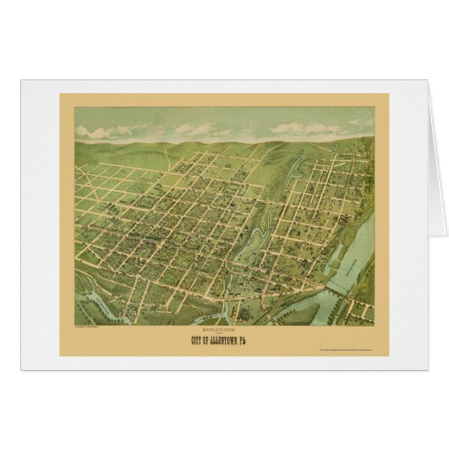 Allentown, mapa panorámico del PA - 1879 (Anverso (Horizontal))