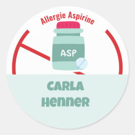 Allergie Aspirine Classic Round Pegatina