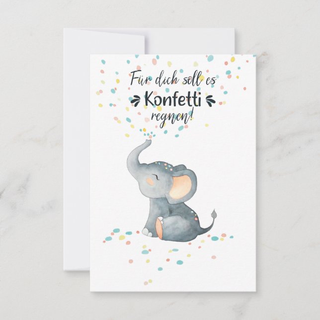 Alles Gute zum Geburtstag Elefant streut Konfetti (Anverso)