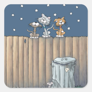Alley Cats en una valla Pegatina de Square