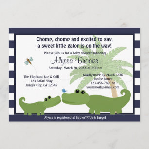 Alligator Blue a rayas invitación a la ducha de be