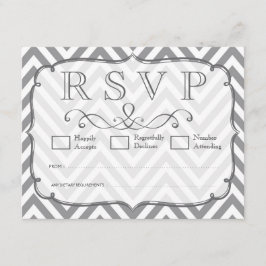 Alloy tarjetas RSVP de Boda Gris y Chevron Blanco