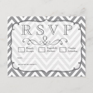 Alloy tarjetas RSVP de Boda Gris y Chevron Blanco