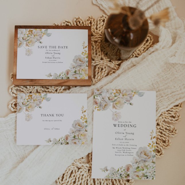 Allure - Invitación a Boda de Rosas Blancas y Resp (Subido por el creador)