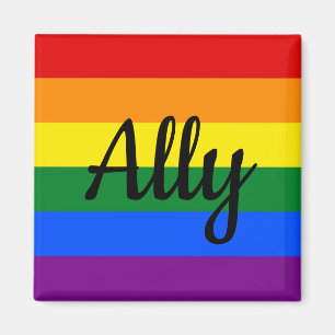Ally   Imán de la bandera del orgullo arcoiris
