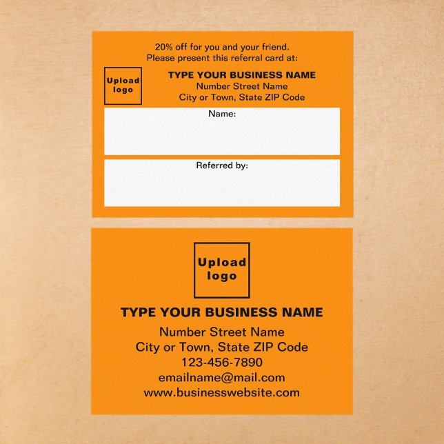 Almacenar o comprar la tarjeta de referencia del N (Business orange color referral card for for your customers and their family, relatives or friends.)
