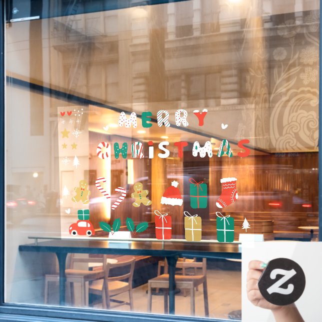 Almacenar pegatinas navideñas delanteras 01 (Ventana de cafetería)