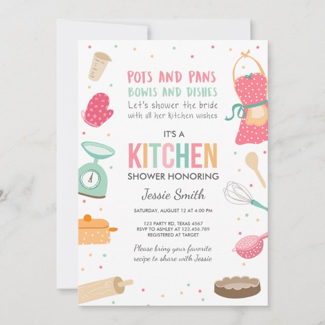 Almacene cocinar nupcial de la invitación de la (Anverso)