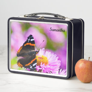 Almirante rojo mariposa Metalizado Lunchbox
