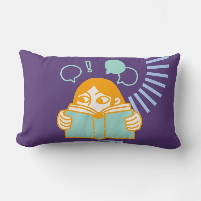 Almohada - 13" x 21" morada con ilustraciones (Anverso)