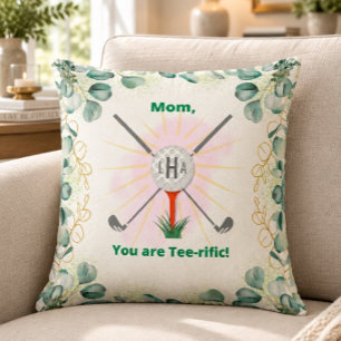Almohada 20"x20" de pelota y tee de golf con monog