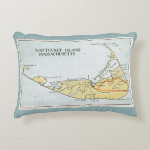 Almohada 3 del mapa del vintage de Nantucket