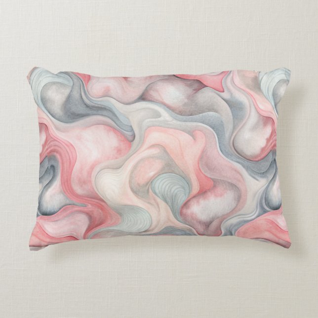 Almohada abstracta con acento rosa y gris (Anverso)