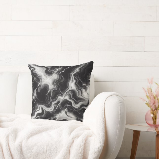 Almohada abstracta con remolino negro (Sofá)