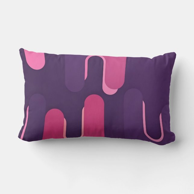 Almohada abstracta curva morada y rosa (Reverso )
