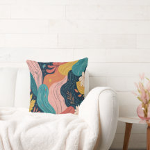 Almohada abstracta de flores botánicas