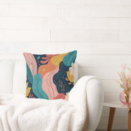 Almohada abstracta de flores botánicas