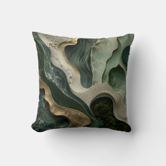 Almohada abstracta de mármol dorado verde | Arte d