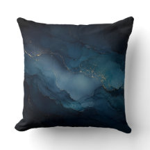 Almohada abstracta de oro y azul turquesa de marea
