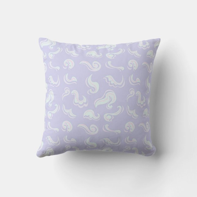 Almohada abstracta de remolino pastel de lavanda (Reverso)