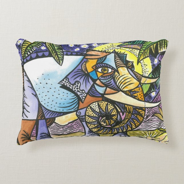 Almohada abstracta del acento del elefante (Anverso)