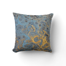 Almohada abstracta del azul y del oro