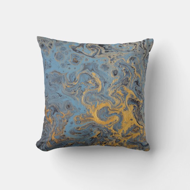 Almohada abstracta del azul y del oro (Anverso)