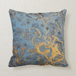 Almohada abstracta del azul y del oro