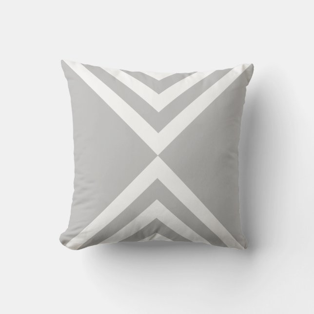 Almohada abstracta gris y blanca a rayas (Anverso)