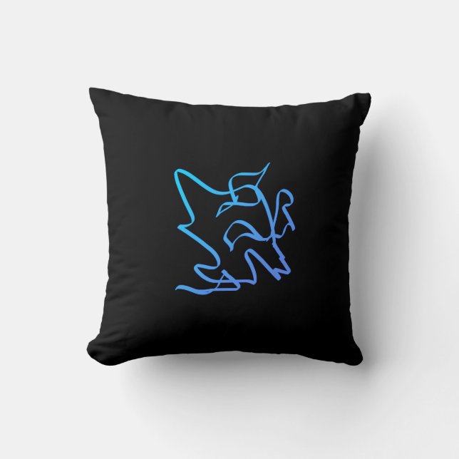 Almohada abstracta minimalista turquesa y negro (Anverso)