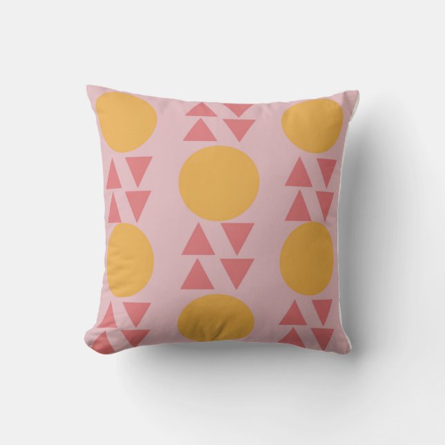 Almohada abstracta moderna rosa amarilla (Anverso)