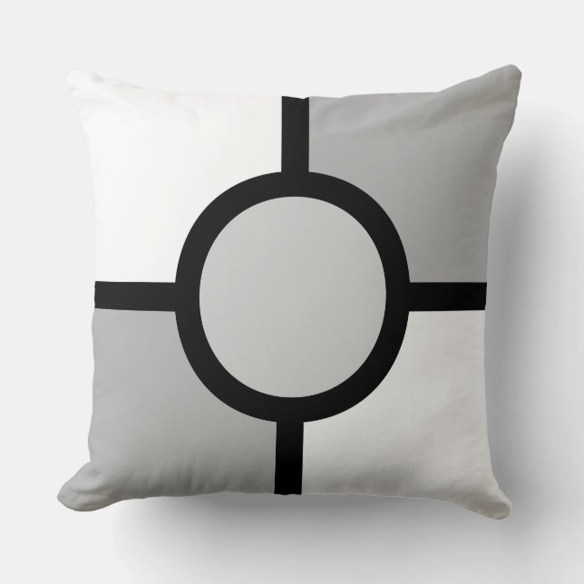 Almohada abstracta negra gris y blanca (Anverso)