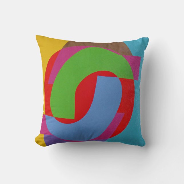 Almohada abstracta roja y verde para lanzar (Anverso)