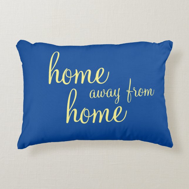 almohada acentuada azul bonito "hogar lejos de cas (Anverso)