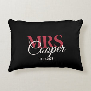 Almohada acentuada Elegante Novia Nombre Marfil Ro
