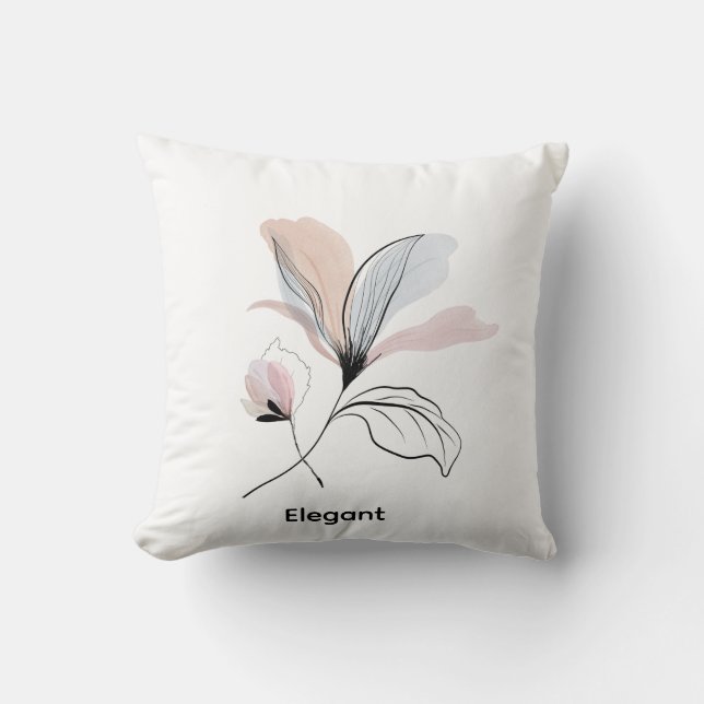  Almohada acolchada floral personalizable de acuar (Anverso)
