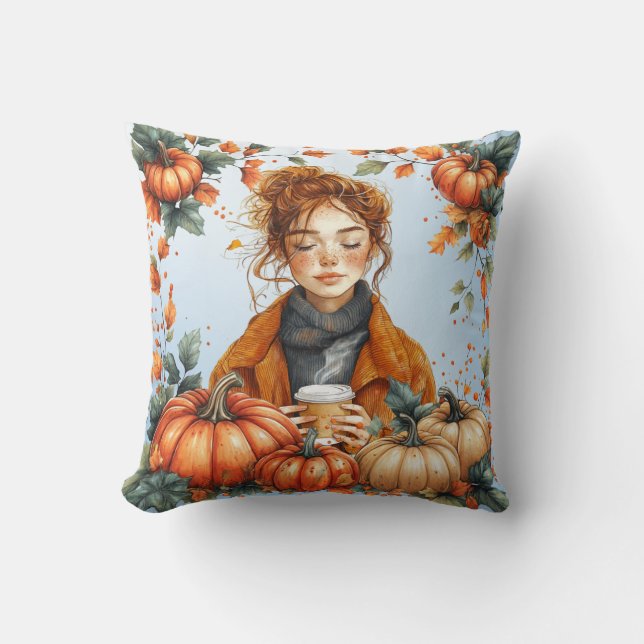 Almohada acolchada temática de otoño acogedora (Anverso)