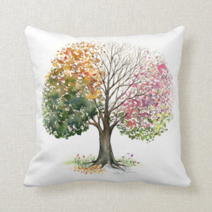 ALMOHADA ACUARELA del ÁRBOL de 4 ESTACIONES en