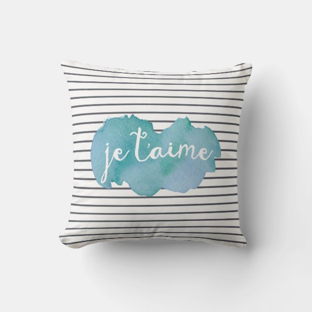 almohada acuarela gráfica Je T'aime (Anverso)