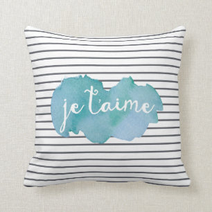 almohada acuarela gráfica Je T'aime