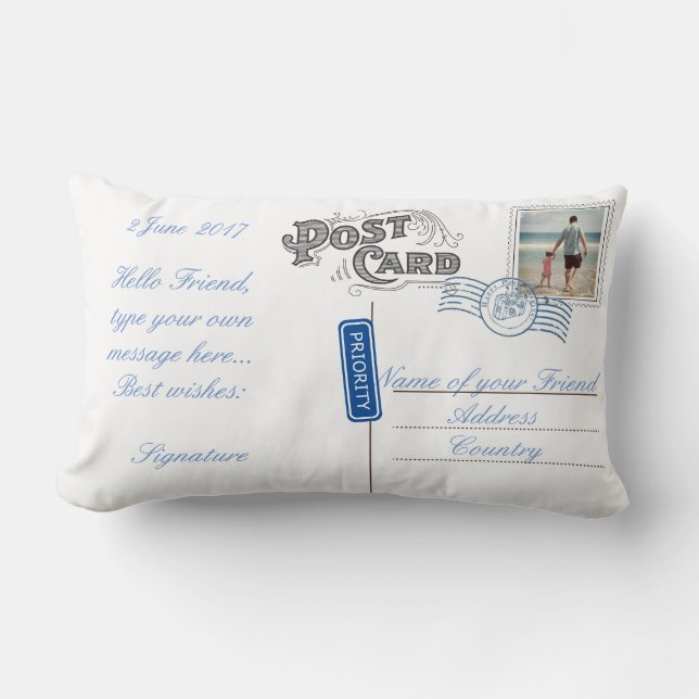Almohada adaptable de la postal con su mensaje (Anverso)