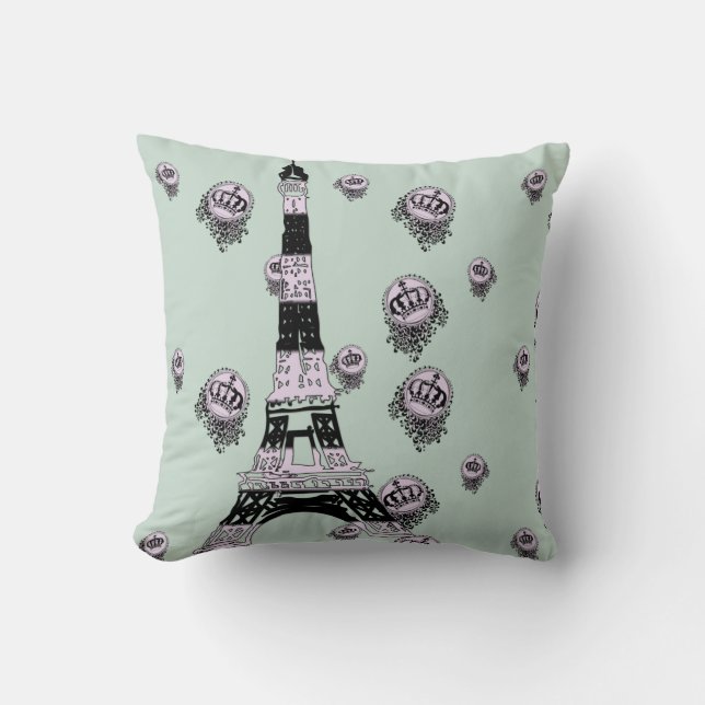 Almohada Adorable París con Patrón y Torre Eiffel (Anverso)