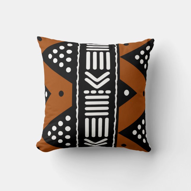 Almohada africana abstracta Bogolan (Anverso)