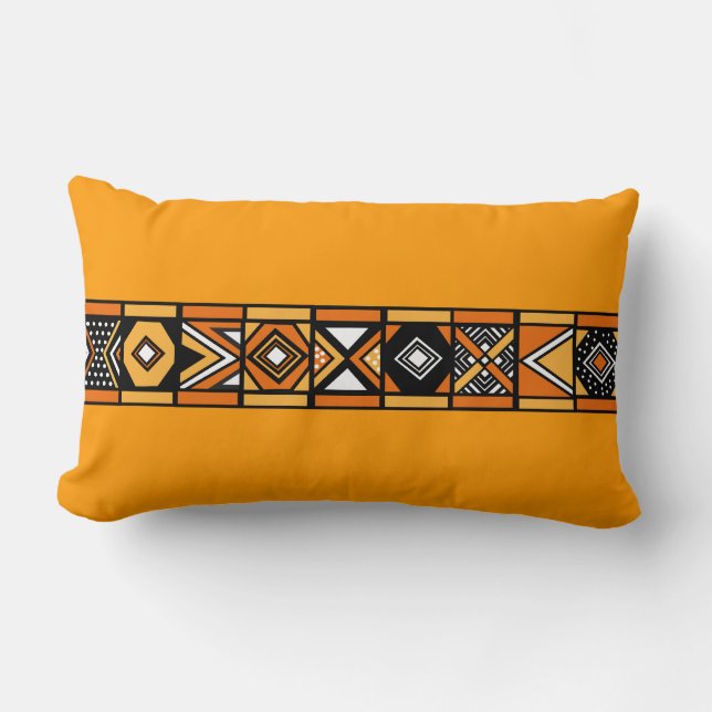 Almohada africana del arte del amarillo anaranjado (Anverso)