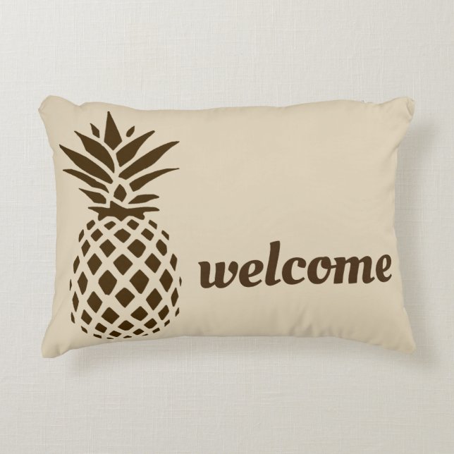 Almohada agradable con la piña en Earthtones (Anverso)