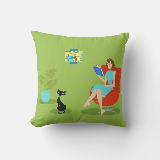 Almohada al aire libre de una mujer retro (Anverso)