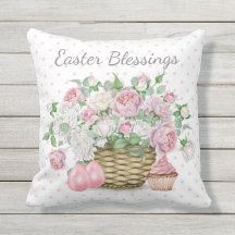 Almohada al aire libre Pascua Floral rosa, huevos,